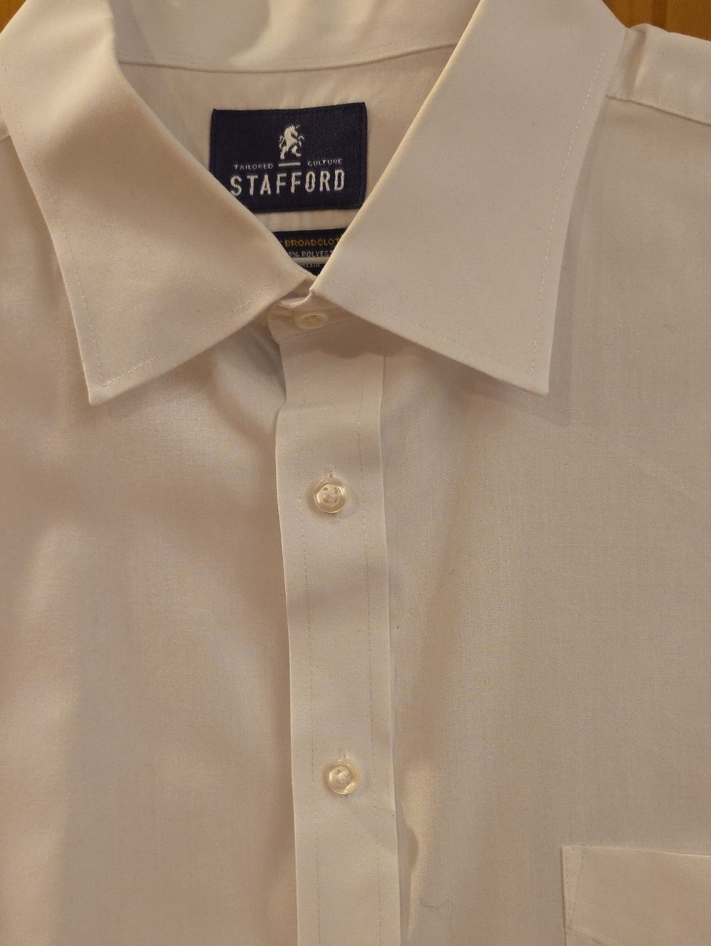 Stafford White Men's Dress Shirt with Point Collar